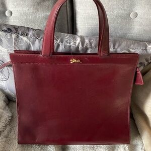 Longchamp vintage handbag in burgundy leather - Made in France